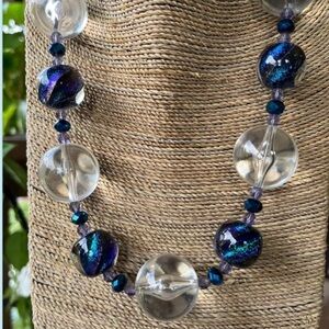 JAM Designs Blue Dichroic and Lucite Beaded Necklace